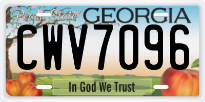 GA license plate CWV7096