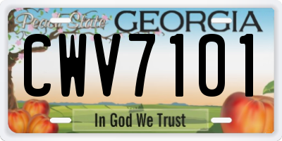 GA license plate CWV7101
