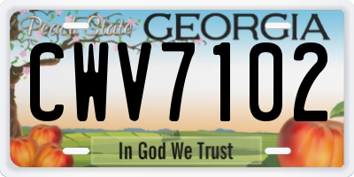 GA license plate CWV7102