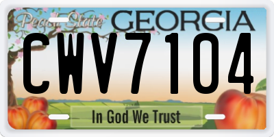 GA license plate CWV7104