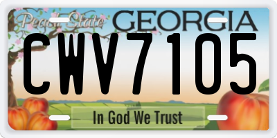 GA license plate CWV7105