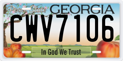 GA license plate CWV7106