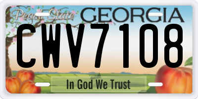 GA license plate CWV7108