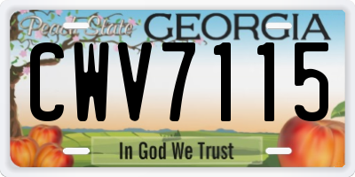 GA license plate CWV7115