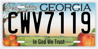 GA license plate CWV7119