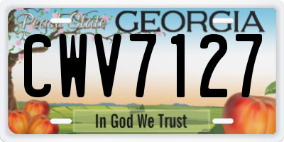 GA license plate CWV7127