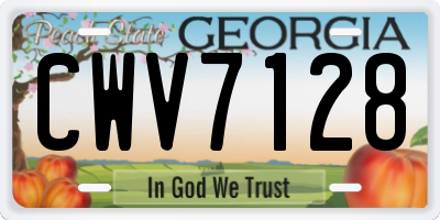 GA license plate CWV7128