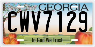 GA license plate CWV7129