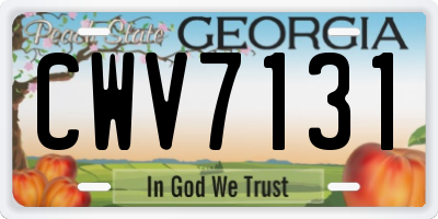 GA license plate CWV7131