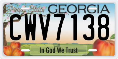 GA license plate CWV7138