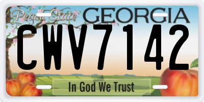 GA license plate CWV7142