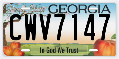 GA license plate CWV7147