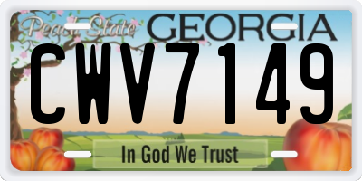 GA license plate CWV7149