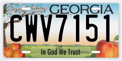 GA license plate CWV7151