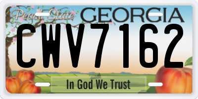 GA license plate CWV7162