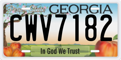GA license plate CWV7182