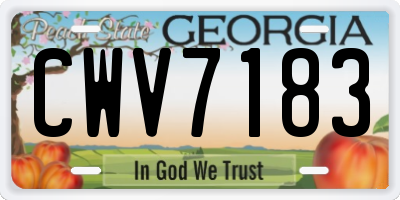 GA license plate CWV7183