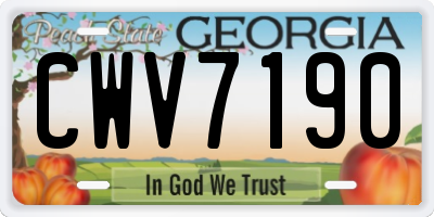 GA license plate CWV7190
