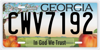 GA license plate CWV7192