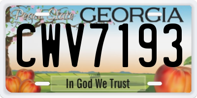 GA license plate CWV7193