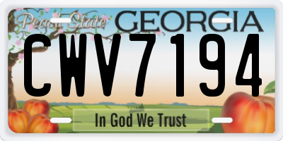 GA license plate CWV7194
