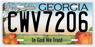 GA license plate CWV7206