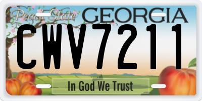GA license plate CWV7211