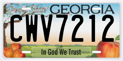 GA license plate CWV7212