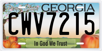 GA license plate CWV7215