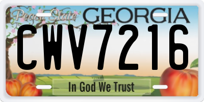 GA license plate CWV7216