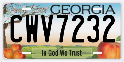 GA license plate CWV7232