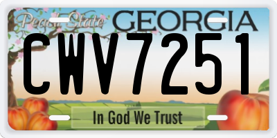 GA license plate CWV7251