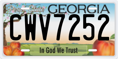 GA license plate CWV7252