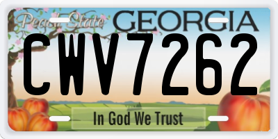 GA license plate CWV7262