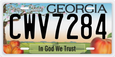 GA license plate CWV7284