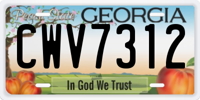 GA license plate CWV7312