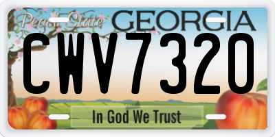 GA license plate CWV7320
