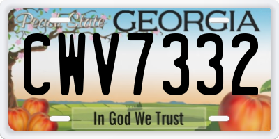 GA license plate CWV7332