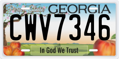 GA license plate CWV7346