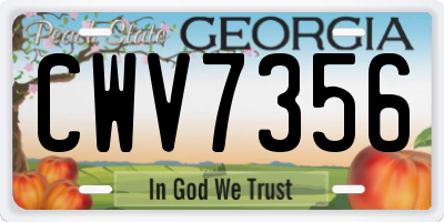 GA license plate CWV7356