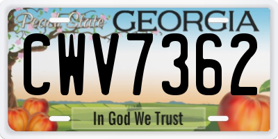 GA license plate CWV7362