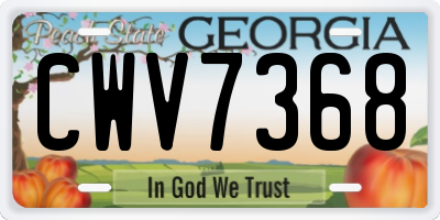 GA license plate CWV7368