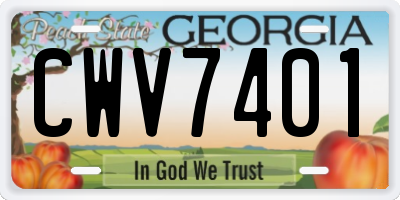 GA license plate CWV7401