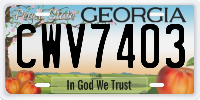 GA license plate CWV7403