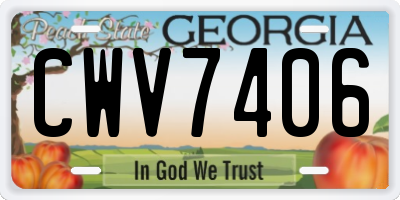 GA license plate CWV7406