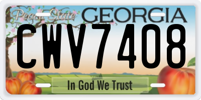 GA license plate CWV7408