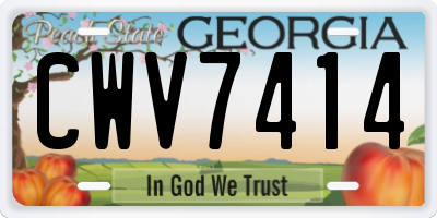 GA license plate CWV7414