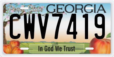 GA license plate CWV7419