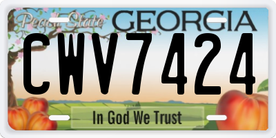 GA license plate CWV7424