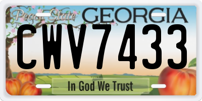 GA license plate CWV7433
